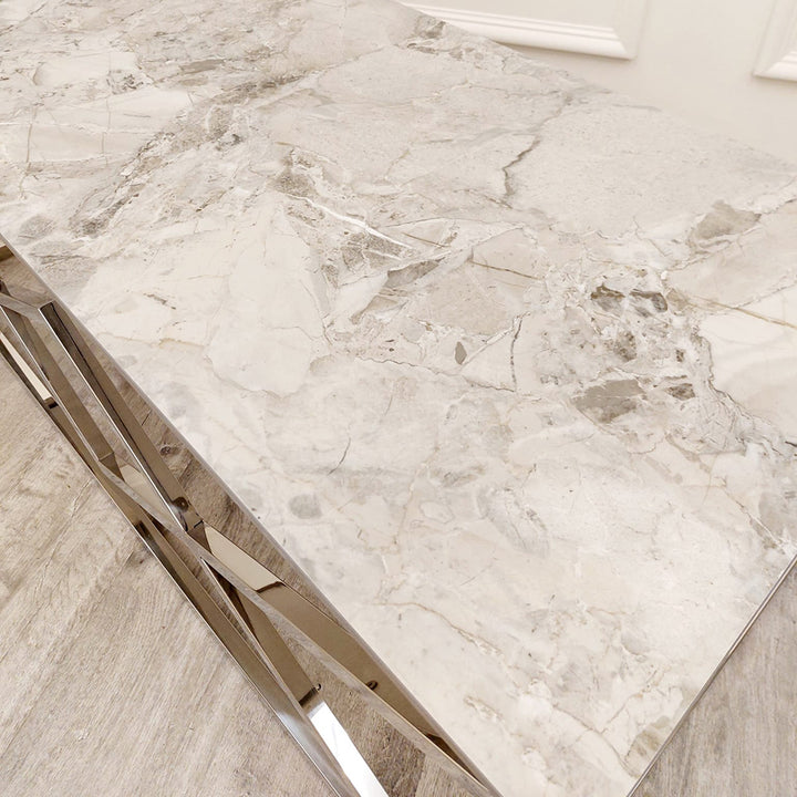 Vesta Chrome Coffee Table with Ash Grey Sintered Stone Top