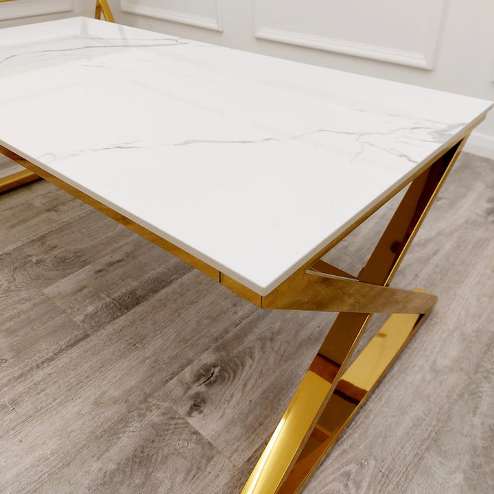 Zion Gold Coffee Table with Polar White Sintered Stone Top