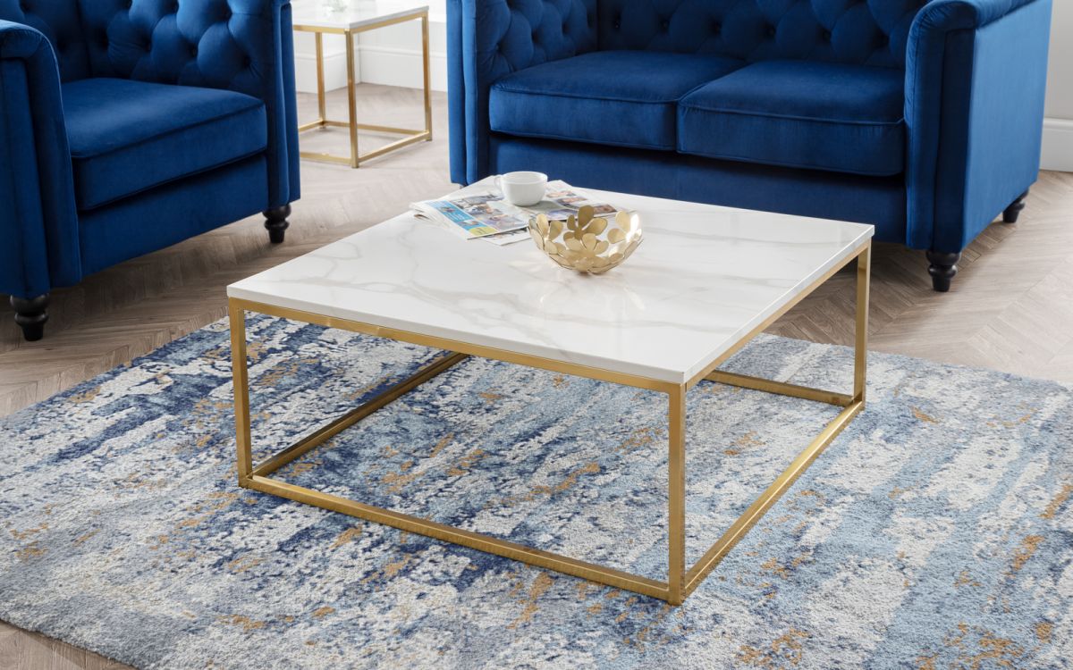 Scala Gold White Marble Coffee Table