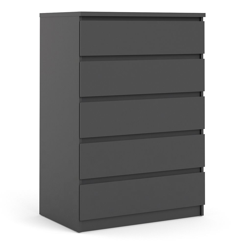 Naida Chest Of 5 Drawers In Matt Black