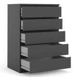 Naida Chest Of 5 Drawers In Matt Black