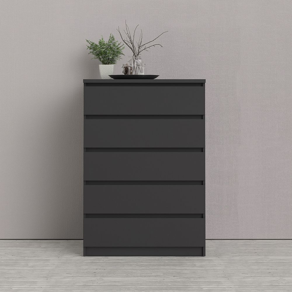 Naida Chest Of 5 Drawers In Matt Black