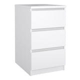 Naida Bedside With 3 Drawers In White High Gloss