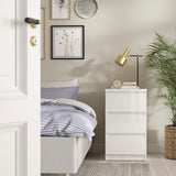 Naida Bedside With 3 Drawers In White High Gloss