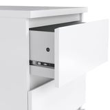 Naida Bedside With 3 Drawers In White High Gloss