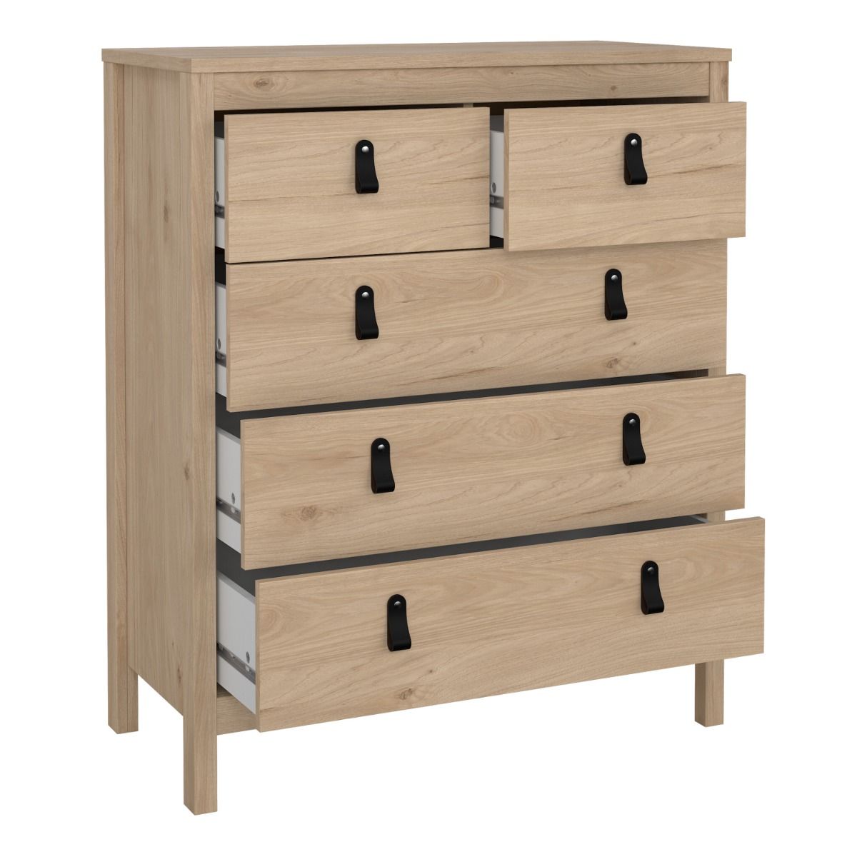 Barcelona Chest Of 5 Drawers (3+2) in Jackson Hickory Oak