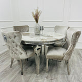 Louis Round 1.3M Dining Table - Pandora Marble