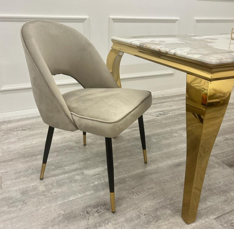 Lucien 1.8m Gold Dining Table + Astra Chairs