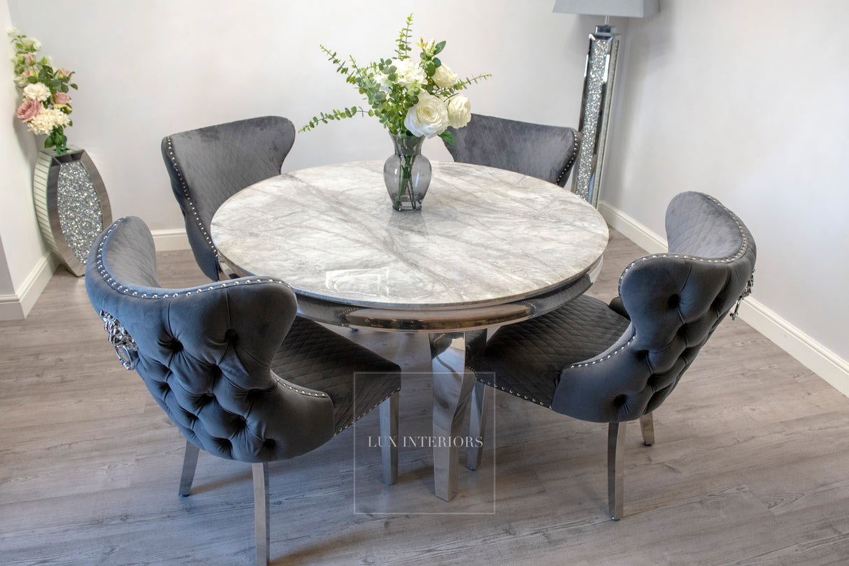 1.3m Round Louis Dining Table + Chairs