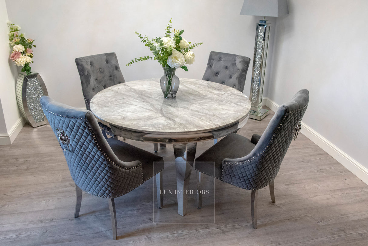 1.3m Round Louis Dining Table + Chairs