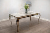 Louis Dining Table + Monaco Chairs (Dark Grey)