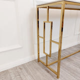 Geo Gold Console Table With Sintered Stone Top