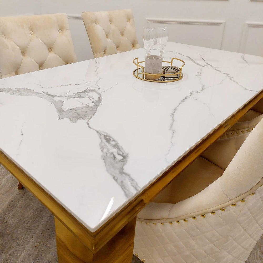 Louis Gold Dining Table with Sintered Stone Top