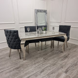 Louis Dining Table Sintered Stone + Kensington Chairs (Dark Grey)