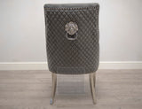 Monaco Lion Knocker Velvet Dining Chair-Dark Grey