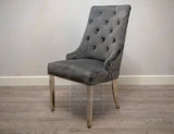 Monaco Lion Knocker Velvet Dining Chair-Dark Grey