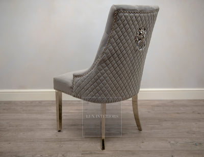 Monaco Lion Knocker Velvet Dining Chair-Light Grey