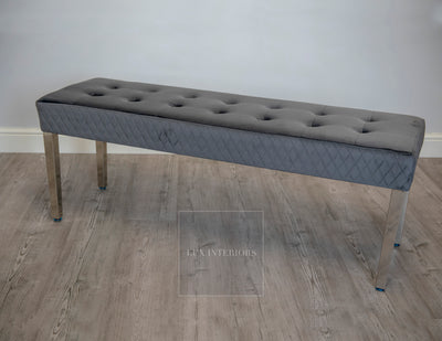 Monaco Velvet Dining Bench-Dark Grey