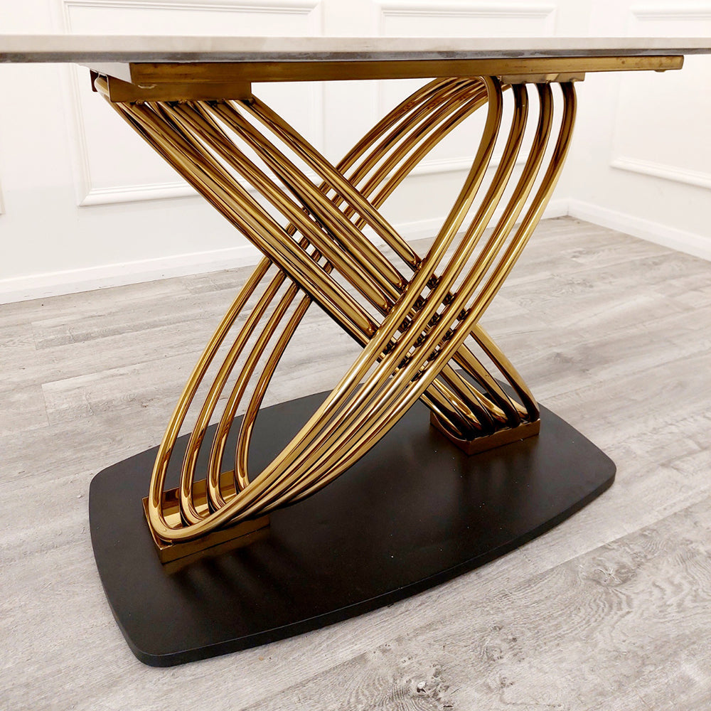 Orion Gold Dining Table 1.8m + Luna Chairs