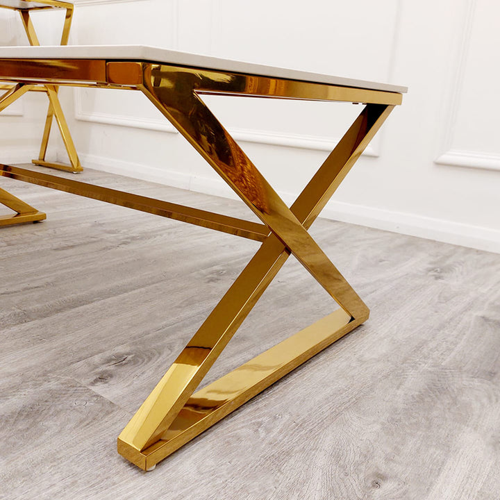 Zion Gold Coffee Table with Polar White Sintered Stone Top