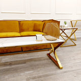 Zion Gold Coffee Table with Polar White Sintered Stone Top