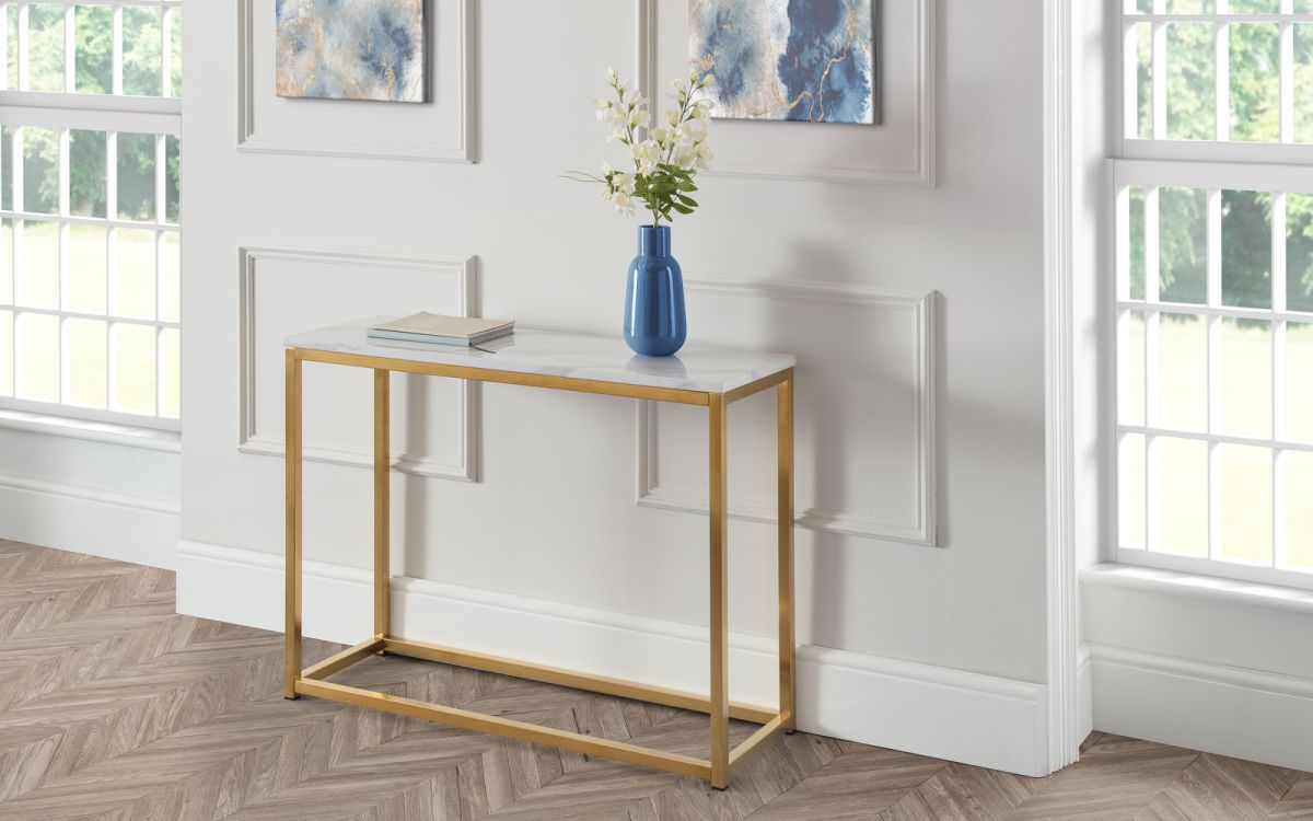 Scala White Marble Console Table